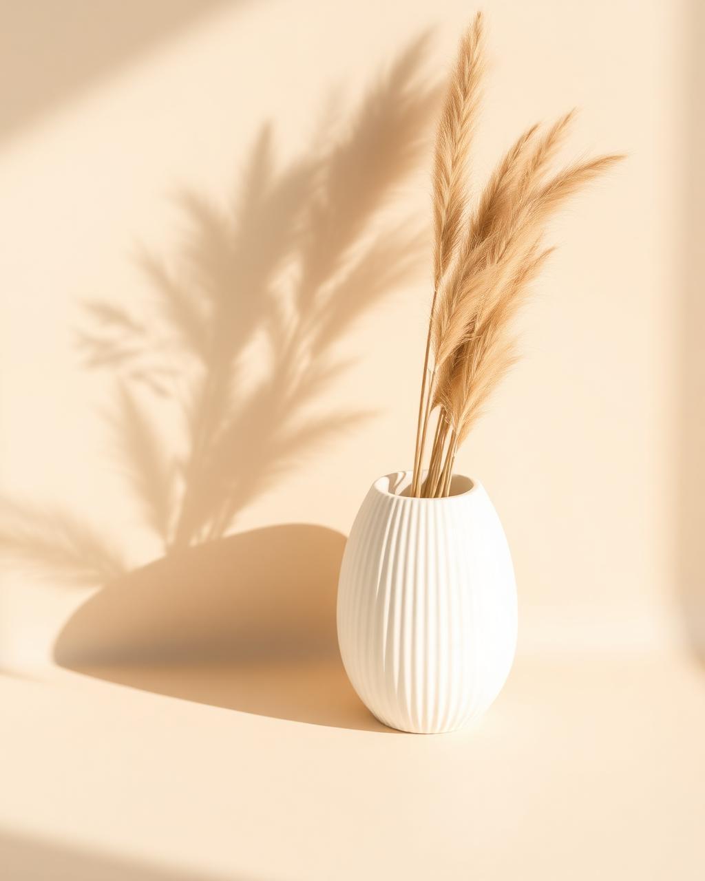 Ribbed Ivory Vase